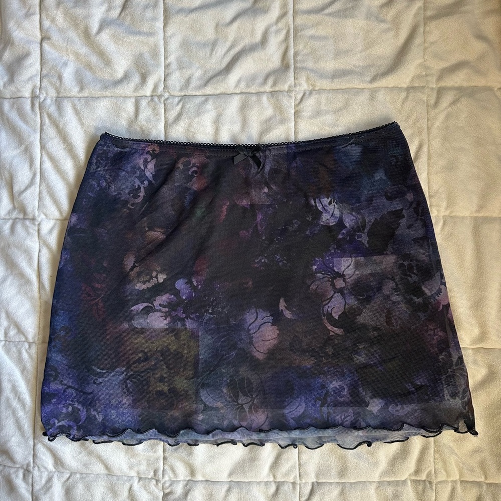 Urban Outfitters Floral Mini Skirt - Purple and Black